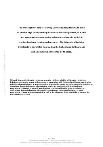 Laboratory Medicine User Guide - Galway University Hospital ...