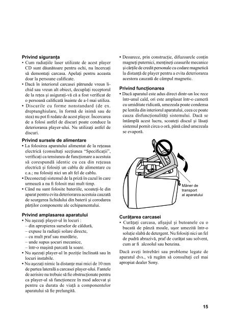 Sony ZS-S10CP - ZS-S10CP Mode d'emploi Roumain