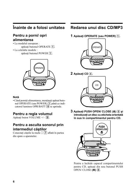 Sony ZS-S10CP - ZS-S10CP Mode d'emploi Roumain