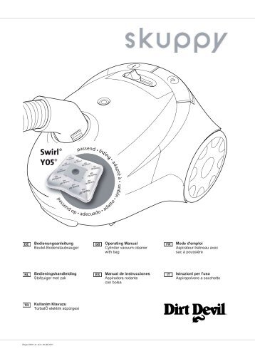 Dirt Devil Skuppy - Bedienungsanleitung Dirt Devil Staubsauger mit Beutel SKUPPY M7011