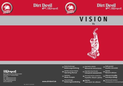 Dirt Devil Vision V1 - Bedienungsanleitung Dirt Devil Vision V1 B&uuml;rstsauger M6915