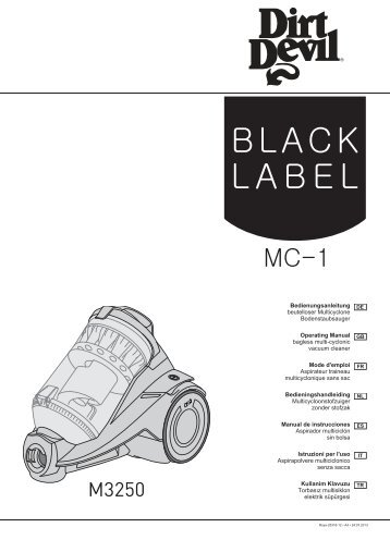 Dirt Devil Black Label MC1 - Bedieungsanleitung Dirt Devil Black labe MC-1 M3250