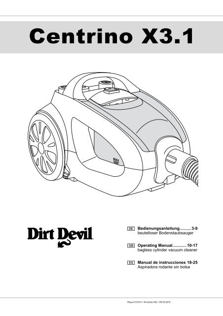 Dirt Devil Centrino X3.1 2012-3 - Bedienungsanleitung Dirt Devil Centrino 3.1 M2012-3