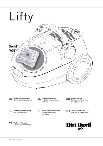 Dirt Devil Lifty - Bedienungsanleitung Dirt Devil Lifty Staubsauger mit Beutel M7019