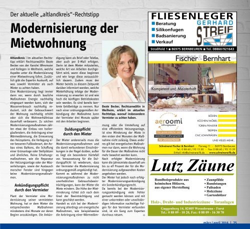 Altlandkreis - Das Magazin für den westlichen Pfaffenwinkel - März/April 2016