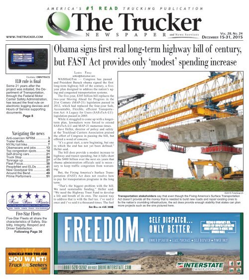 The Trucker Newspaper - December 15-31, 2015