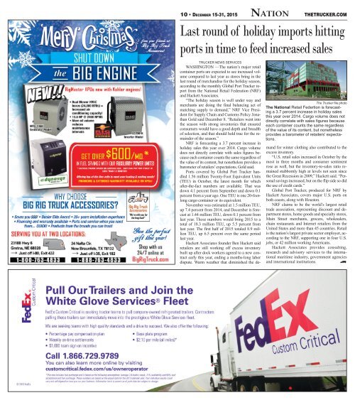 The Trucker Newspaper - December 15-31, 2015