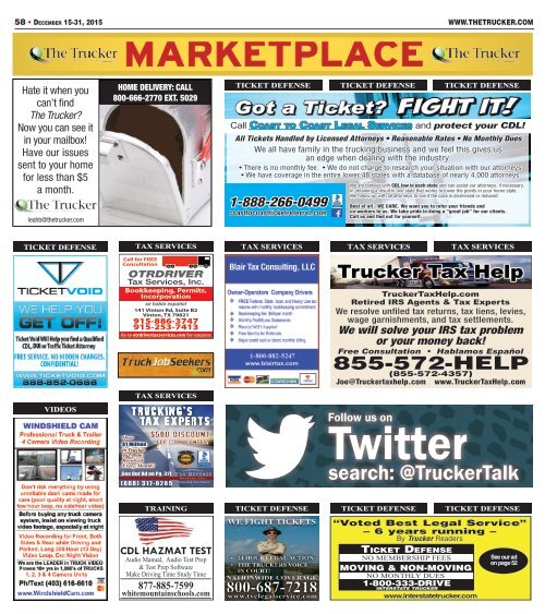 The Trucker Newspaper - December 15-31, 2015