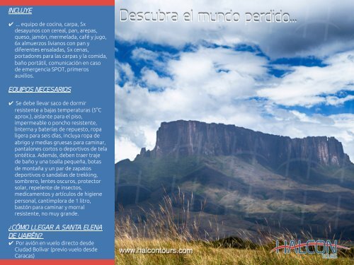 Halcon Tours - Roraima Catálogo 2016