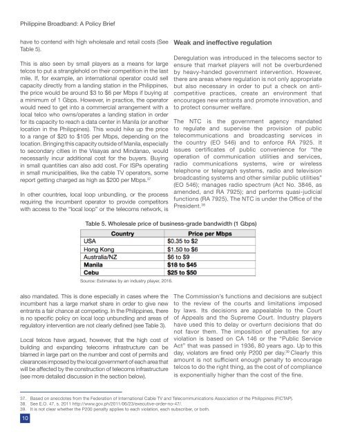 Philippine Broadband A Policy Brief