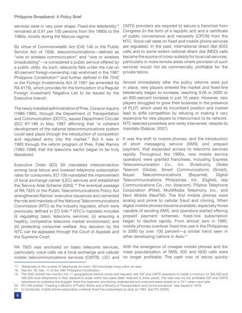 Philippine Broadband A Policy Brief