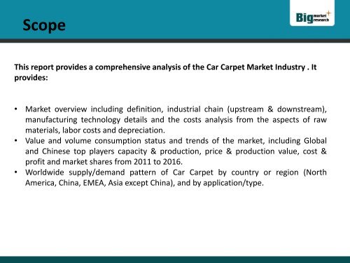 Global Car Carpet Market - Industry Analysis