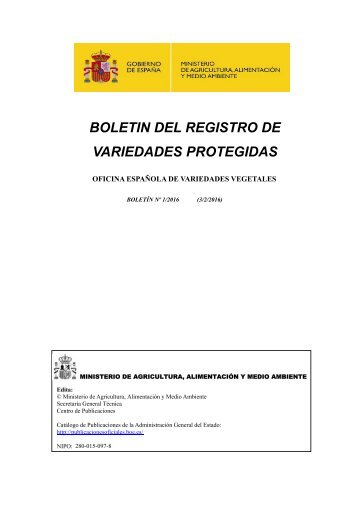 BOLETIN DEL REGISTRO DE VARIEDADES PROTEGIDAS