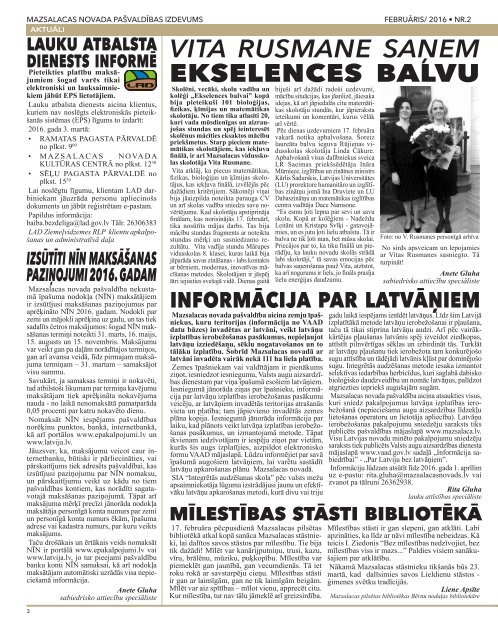 Mazsalacas novada ziņas 02.2016.