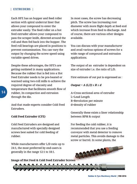 Extruders - A Special Supplement from Rubber & Tyre Machinery World