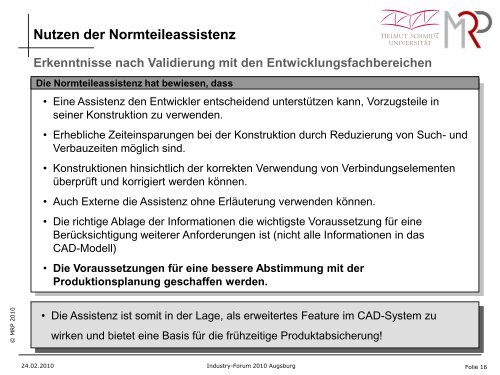 Variantenreduzierung von Verbindungselementen am Beispiel eines ...