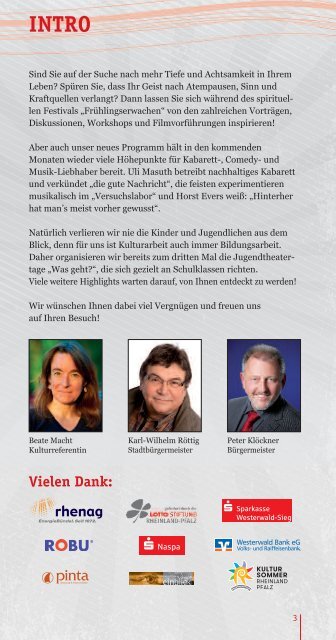 Veranstaltungskalender Hachenburger Kulturzeit 01/2016