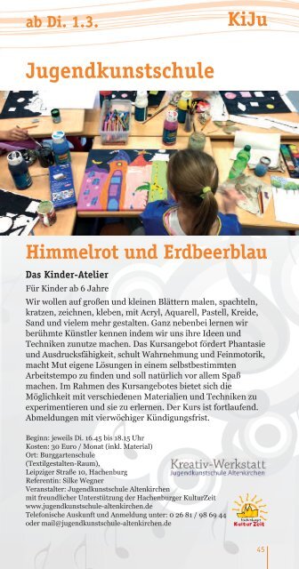 Veranstaltungskalender Hachenburger Kulturzeit 01/2016