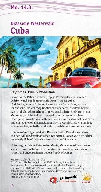 Veranstaltungskalender Hachenburger Kulturzeit 01/2016