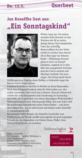 Veranstaltungskalender Hachenburger Kulturzeit 01/2016