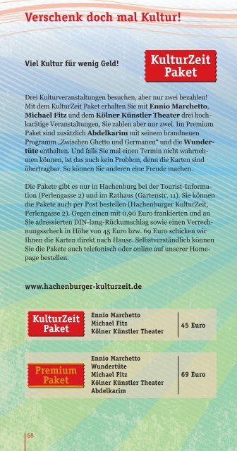 Veranstaltungskalender Hachenburger Kulturzeit 01/2016