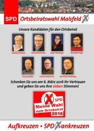 Unsere Kandidaten für den Ortsbeirat Malsfeld