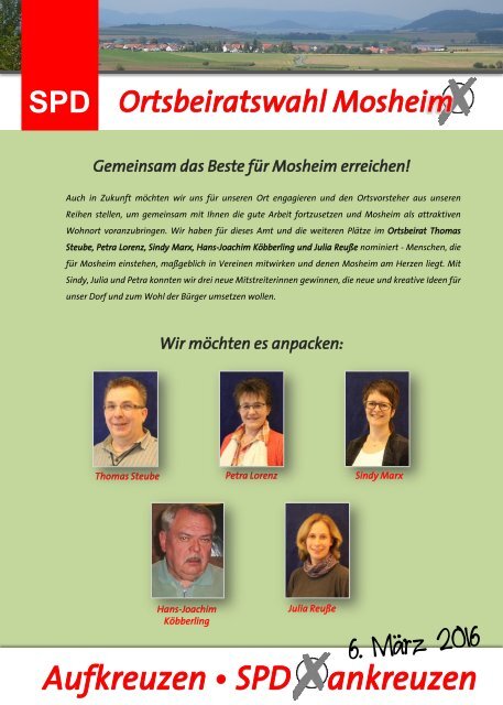 Unsere Kandidaten für den Ortsbeirat Mosheim