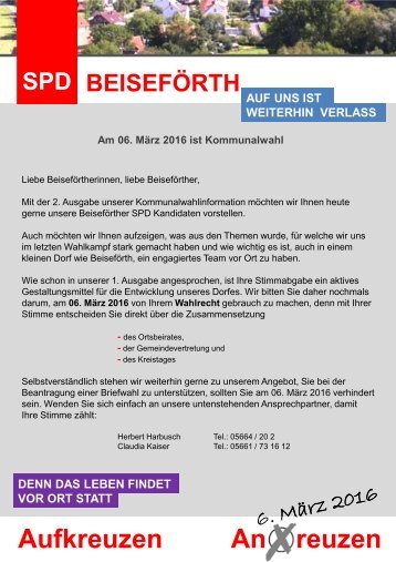 Unsere Kandidaten für den Ortsbeirat Beiseförth