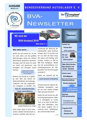 NEWSLETTER - Bundesverband Autoglaser eV