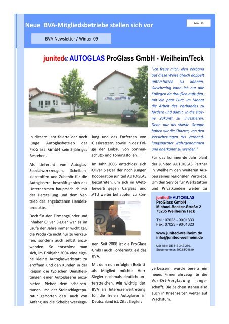 NEWSLETTER - Bundesverband Autoglaser eV