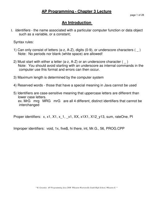 Ap Programming Chapter 3 Lecture An Introduction