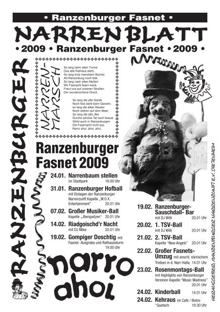 Narrenzeitung 2009 - Ranzenburger Narrenzunft eV