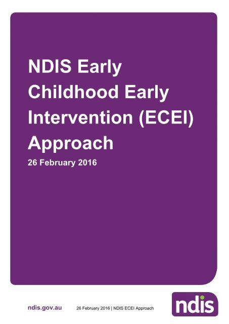 NDIS Early Childhood Early Intervention (ECEI) Approach