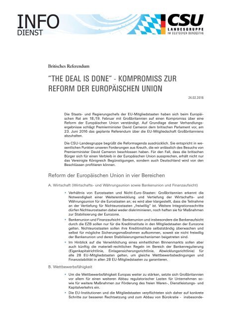 Info-Dienst zum Britischen Referendum