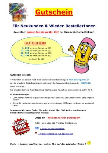 Gutschein 50.- CHF von Buerogummi.ch