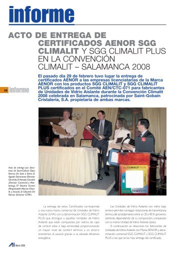 Acto de entrega de certificados AENOR SGG Climalit - Andimat