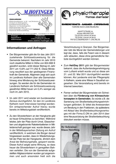 Mitteilungsblatt Januar 2011 - Ihrlerstein