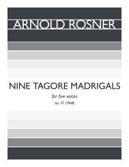 Rosner - Nine Tagore Madrigals, op. 37