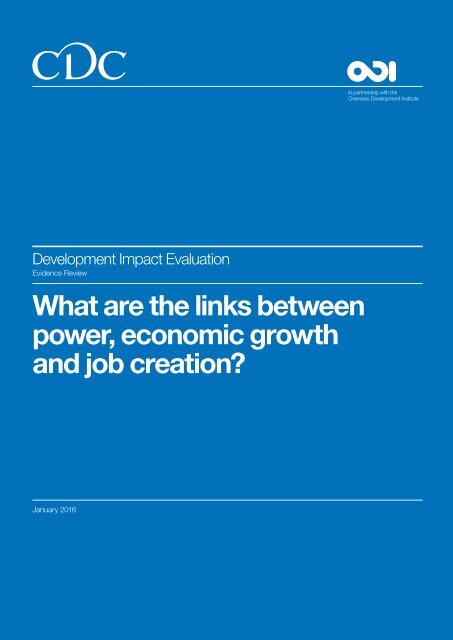 What are the links between power economic growth and job creation?