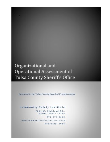 Organizational and Operational Assessment of Tulsa County Sheriff’s Office