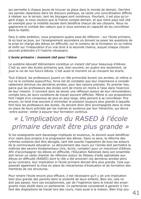 Education enseignement nouveau depart ?