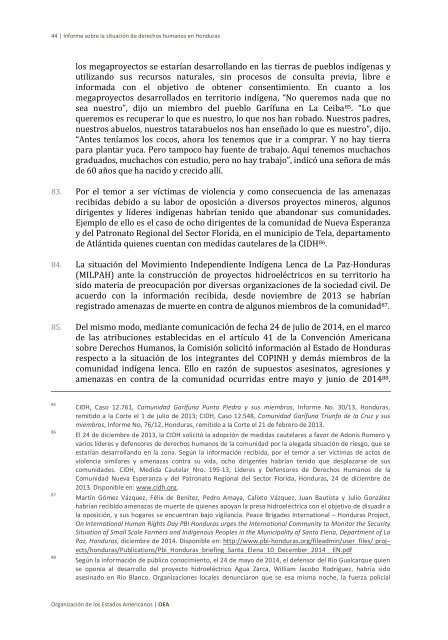 Situación de derechos humanos en Honduras