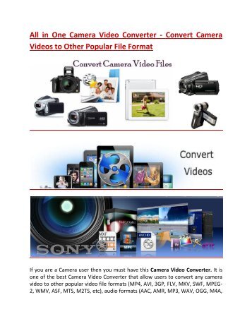 All in One Camera Video Converter - Convert Camera Videos to Other Popular File Format