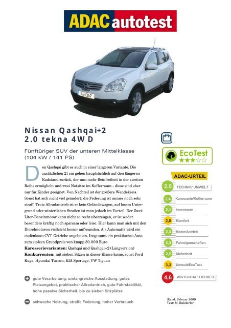 Nissan Qashqai 2 2 0 Tekna 4wd Adac