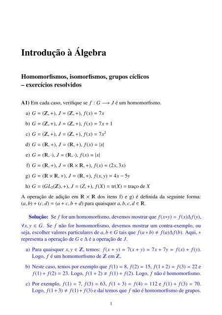 Exercícios Resolvidos