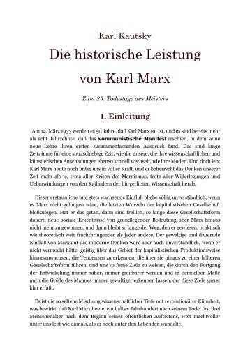 1. historische Leistung von Karl Marx
