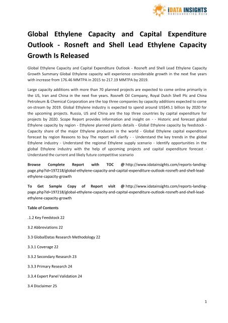 Global Ethylene Capacity and Capital Expenditure Outlook 