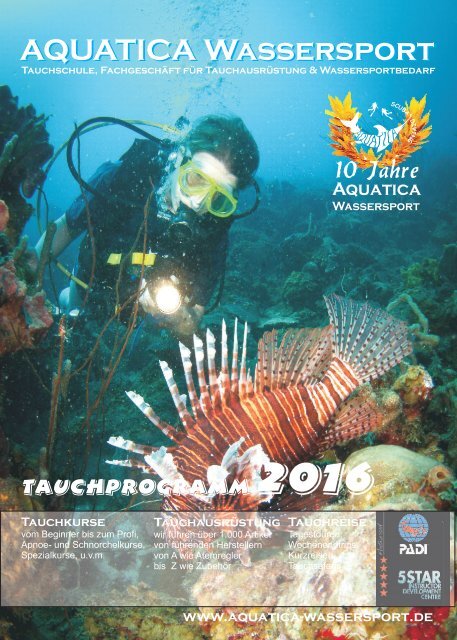 Aquatica Wassersport - Tauchprogramm 2016