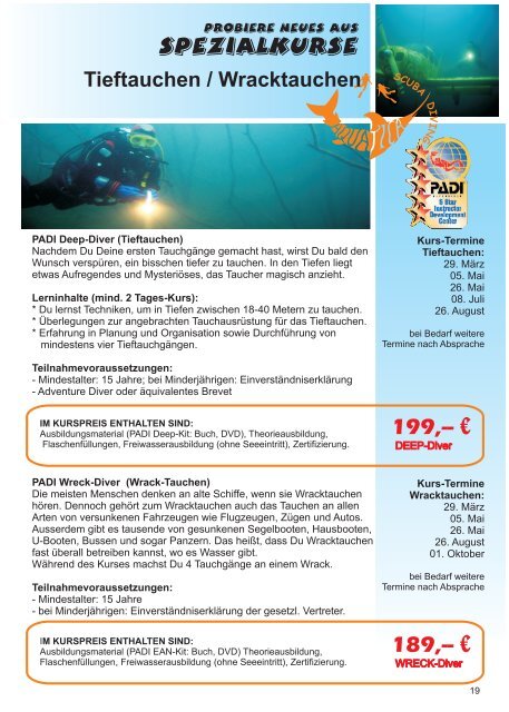 Aquatica Wassersport - Tauchprogramm 2016