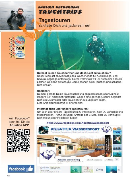 Aquatica Wassersport - Tauchprogramm 2016